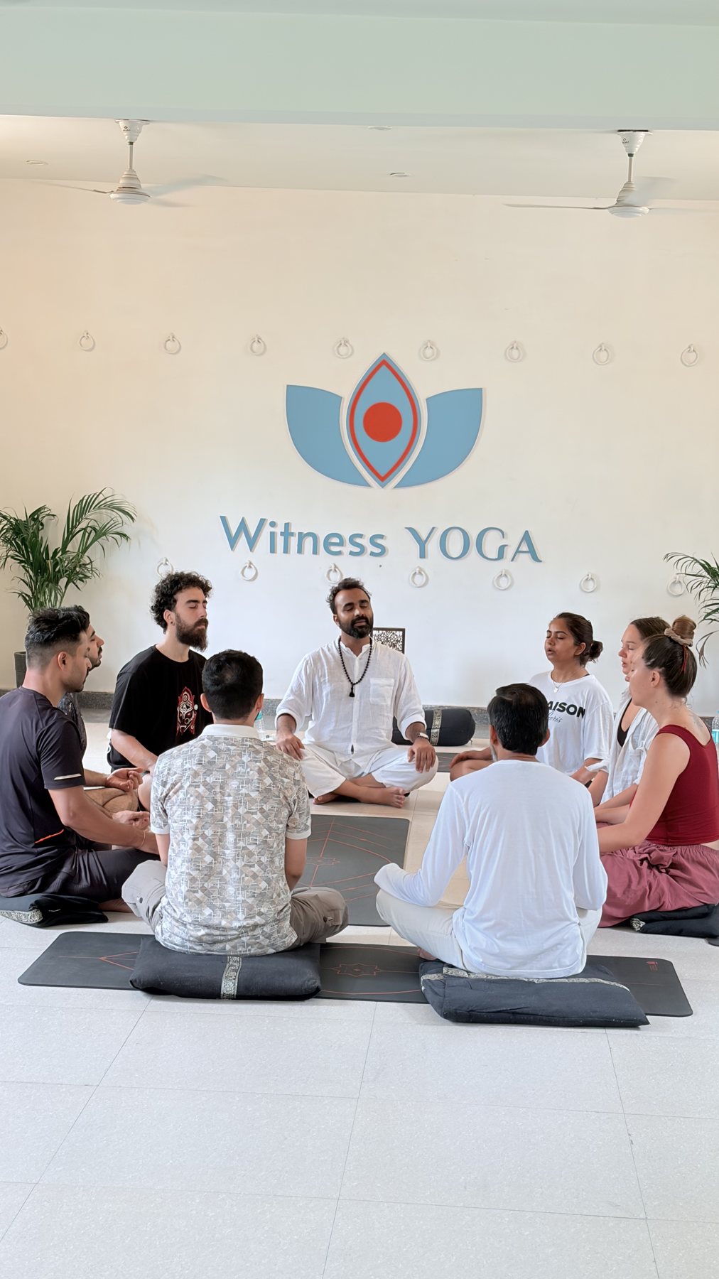 The Witness Yoga student community gathered in the shala in Rishikesh
